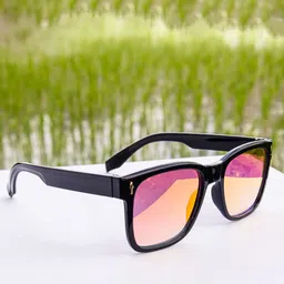 Jiebo Unisex Red Lens & Black Square Sunglasses with-picture-26