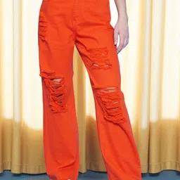 KATLINE Women Smart Straight Fit High-Rise Highly Distressed Stretchable Jeans-image-64