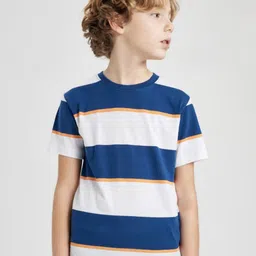 DeFacto Boys Striped Round Neck Cotton T-shirt image 1