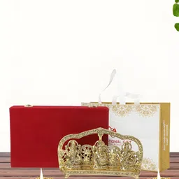 INTERNATIONAL GIFT Gold-Toned 3 Pcs Laxmi Ganesh Saraswati Showpiece With Diya & Gift Box-image-58