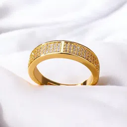 LUCKY JEWELLERY 18k Gold-Plated Artificial Stone Studded Finger Ring image 5