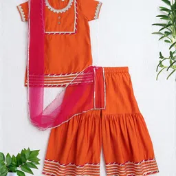The Magic Wand Girls Solid Kurta with Sharara & Dupatta-image-92