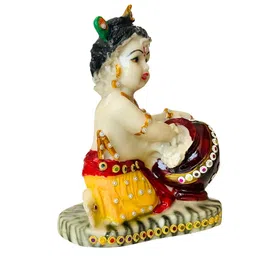 DARIDRA BHANJAN Cream Coloured & Yellow Religious Marble Idol Showpiece image 4
