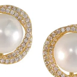 Anouk Gold-Plated American Diamond Studded Circular Shaped Korean Studs image 3