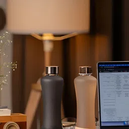 GLASAFE Black & Peach-Coloured Set of 2 Glass Solid Single Wall Vacuum Water Bottle-picture-19