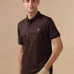 U.S. Polo Assn. Varsity Brand Logo Embroidered Polo Collar Pure Cotton T-shirt image 5