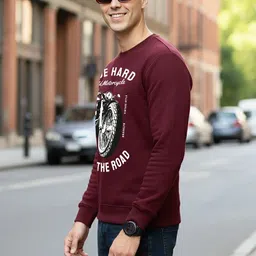 Moda Rapido Men Burgundy Printed Sweatshirt image 2