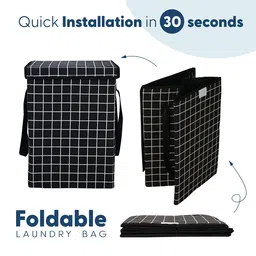 Kuber Industries 2-Pcs Black Checked Foldable LaundryBag75L image 5