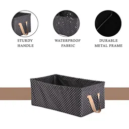 Aura Black & White Dot Printed Wardrobe Organizer with Handles image 4