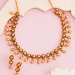 Kushal's Fashion Jewellery Gold-Plated & Beaded Copper Jewellery Set-picture-34
