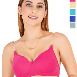 Liigne Women Pack Of 5 Full Coverage Lightly Padded T-shirt Bra-picture-29