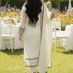 Anni Designer Women Ethnic Motifs Embroidered Regular Thread Work Kurta with Trousers & With Dupatta image 4