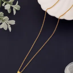 SZN Elegent Set Of 2 Gold-Plated Artificial Beaded Clover Shaped Pendants With Chains image 4