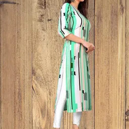 MANTRA DESIGNER Women Green Crepe Kurtas-picture-18