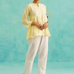 Saaya the label Floral Embroidered Mandarin Collar Anarkali Kurti-picture-11