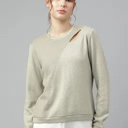 Latin Quarters Women Solid Round Neck Top-image-84