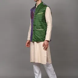 Exotic India Radha Krishna Printed Nehru Jackets image 3