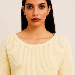 NoBarr Women Self Design Round Neck Crop Pullover image 3