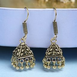 NVR Women Oxidized Gold Plated Jhumka Earrings-picture-46