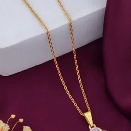 SZN Elegant Set Of 2 Gold-Plated Artificial Beaded Clover Shaped Pendants With Chains image 5