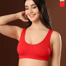 PAAVKI Pack of 2 Women's Solid Seemless Full Coverage Sports Bra-picture-23