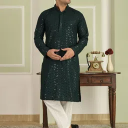LEMONX Men Embroidered Regular Kurta with Pyjamas-picture-25