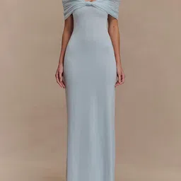StyleCast x Revolte Women Blue Solid Maxi Dress image 1