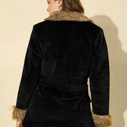 QIOA Asymmetric Closure Lapel Collar Velvet Tailored Jacket image 3