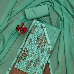 KALINI Embroidered Silk Georgette Unstitched Dress Material-picture-30