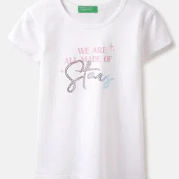 United Colors of Benetton Girls Typography Printed Pure Cotton T-shirt-picture-56