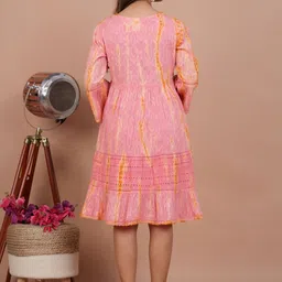 KALPARUN Tie and Dye Print Flared Sleeve Fit & Flare Dress image 2