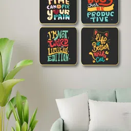 Livin'luxe Set of 4 Multicoloured Wood Wall Paintings - 10 x 10 inch-picture-30