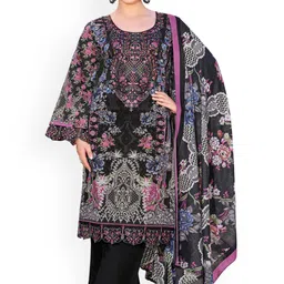 DRAVINAM Trends Embroidered Pure Cotton Unstitched Dress Material-picture-19