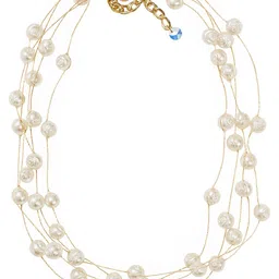 Bohey by KARATCART Gold-Plated Pearls Beaded Statement Layered Necklace And Chain image 3