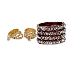 1ST TIME Set Of 6 Gold-Toned Alloy Artificial Stones & Beads Antique Bangles-picture-19
