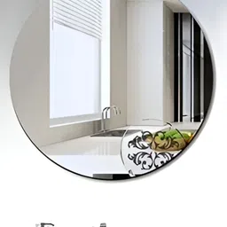 ARYAANSH Unisex Self Adhesive Round Shaped Glass Wall Mirror with Two Side Tapes-picture-12