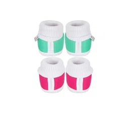 NESKA MODA 0 To 6 Months Newborn Baby Girls Pack of 2 Pair Soft Cotton Butterfly Frill Booties image 2