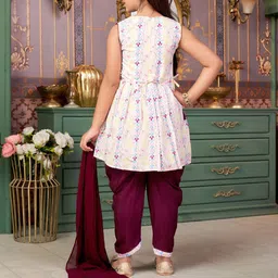 Aarika Girls Ethnic Motifs Printed Pleated Kurta with Patiala & With Dupatta image 3