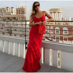 miss mosa by akanksha Alamode By Akanksha Georgette Shoulder Straps Maxi Dress-picture-31
