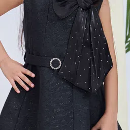 Peppermint A-Line Embellished Knee Length Dress With Bow image 2