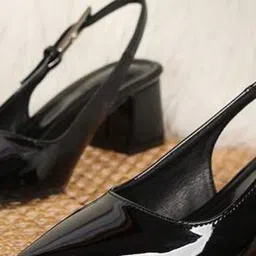 PURPLEHUNT Women PU Block Pumps with Buckles image 2