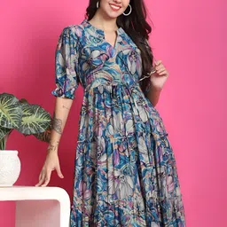 OTABU Floral Print A-Line Midi Dress image 2