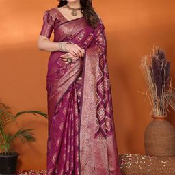 DIVASTRI OVENISH Geometric Woven Design Zari Organza Kanjeevaram Saree-picture-9