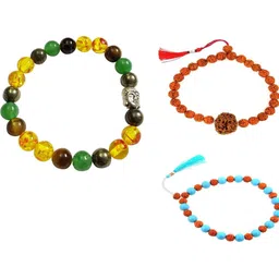 Divine souvenirs Unisex Set Of 3 Artificial Beaded Elasticated Bracelets-picture-35
