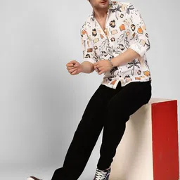 SZN Men Abstract Print Long Sleeve Casual Shirt image 2