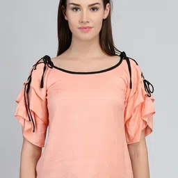 DODO & MOA Women Peach-Coloured Top image 1