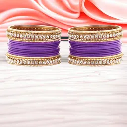 leshya Set of 36 Brass-Plated Kundan Studded Bangles-picture-10
