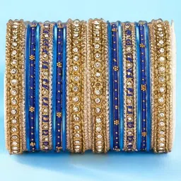 leshya  Set Of 30 Brass-Plated Stone Studded Thread Bangle Bangles-picture-47