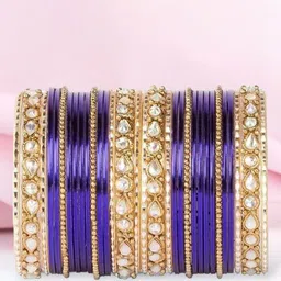 leshya Set Of 32 Brass-Plated Stone Studded Bangles image 1