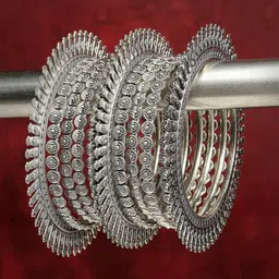 NVR Set of 12 German Silver Oxidised Bangles-image-17